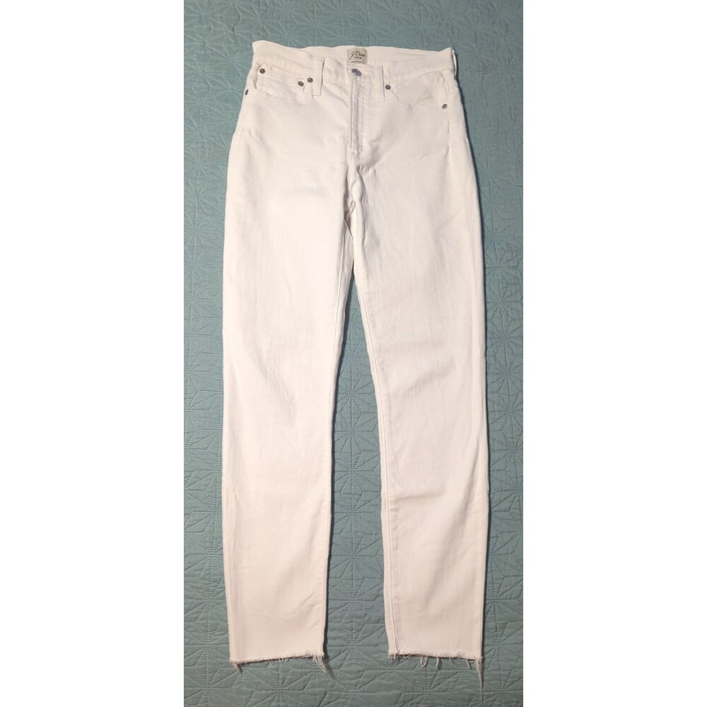 J. Crew 10" High Rise Toothpick Jeans White Sz 27 Preppy Stretch Ankle Length - Picture 5 of 12